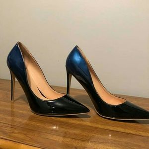 Blue to black ombre heels